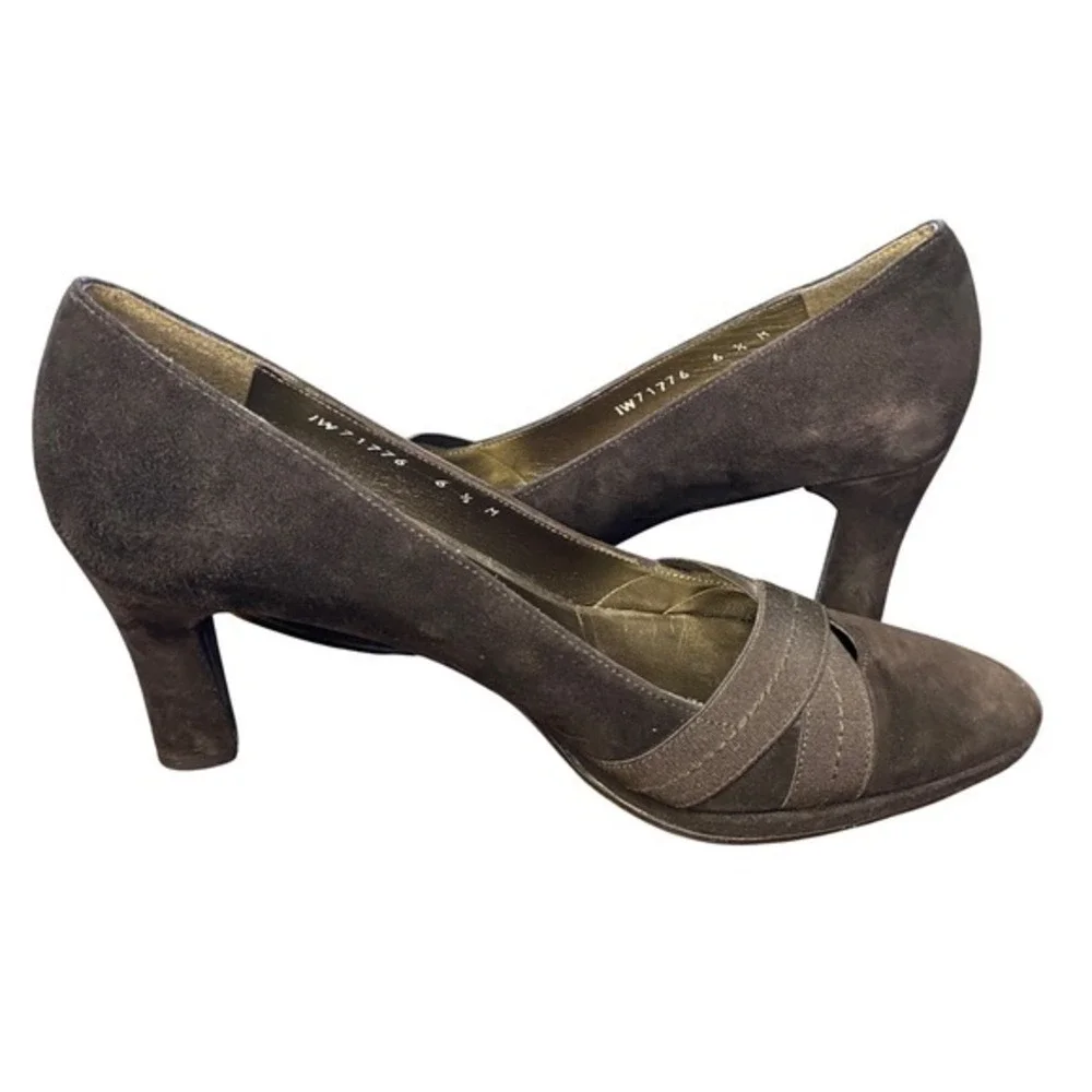 Stuart Weitzman Brown Suede Pointed‎ Toe Pumps with Ribbon Detail Size 6.5 M
